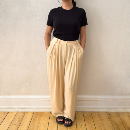 Vintage Pleated Silk Blend Trousers - size M