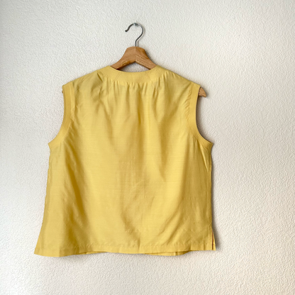 Vintage Sleeveless Yellow Silk Top
