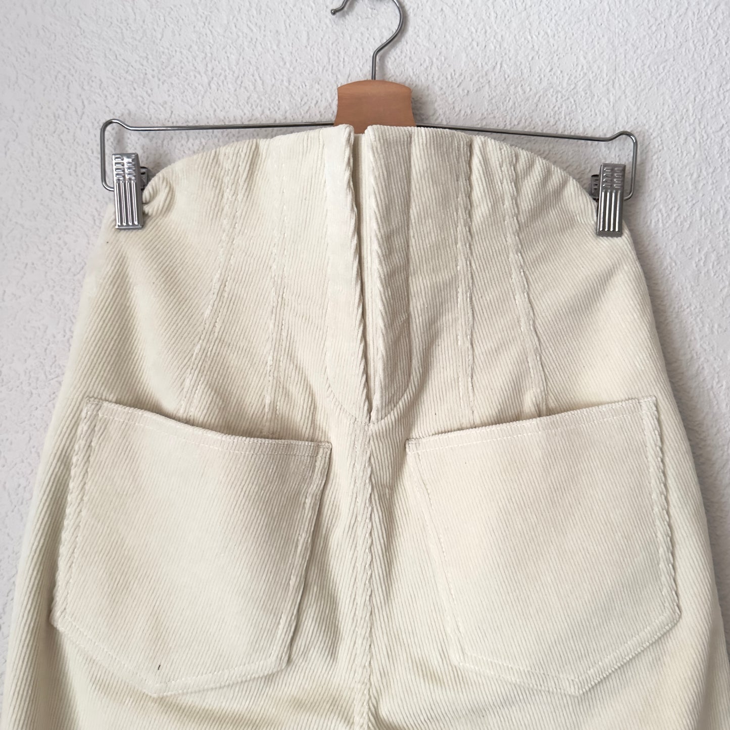 Bustier Detail Corduroy Cream Trousers