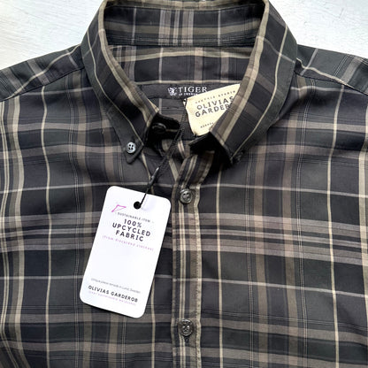 Peplum Plaid Shirt - Upcycled Shirt 52 - M, Cotton