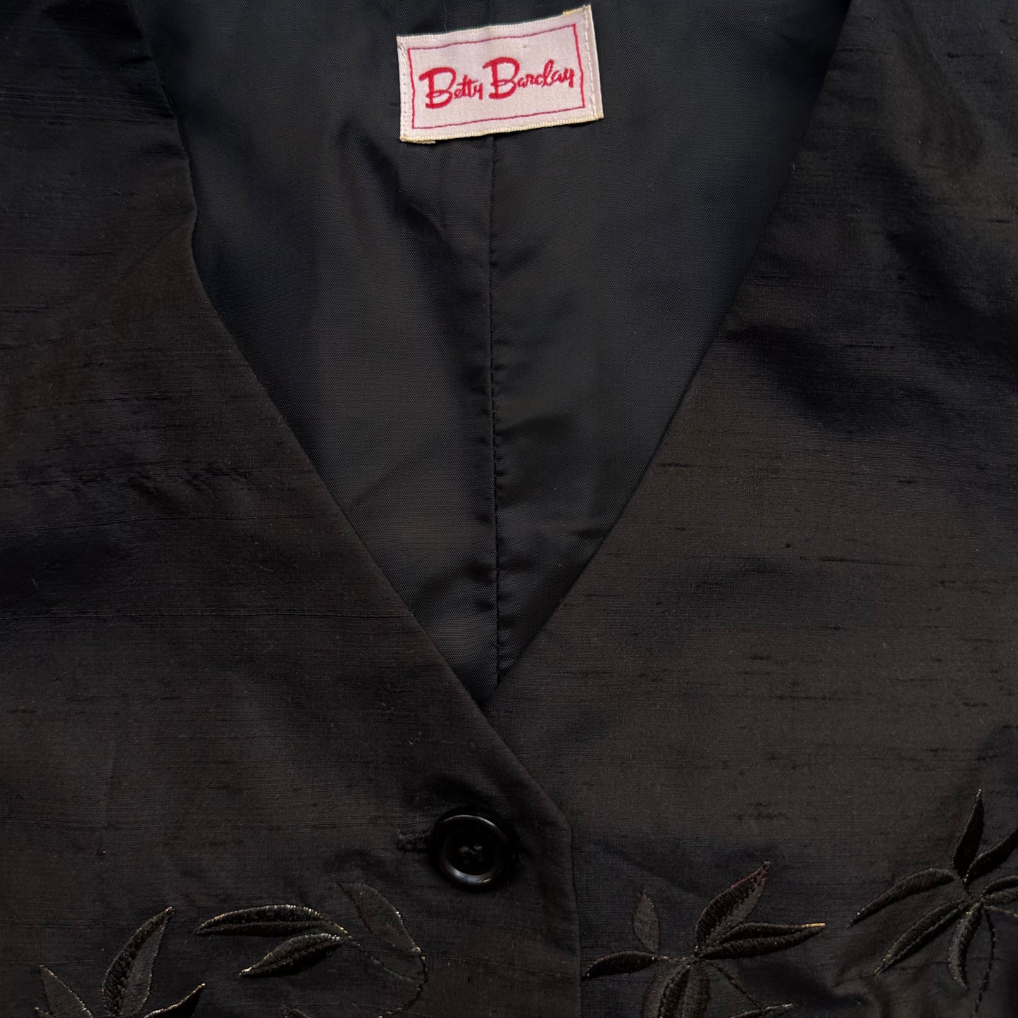 Vintage Black Silk Vest - size 38