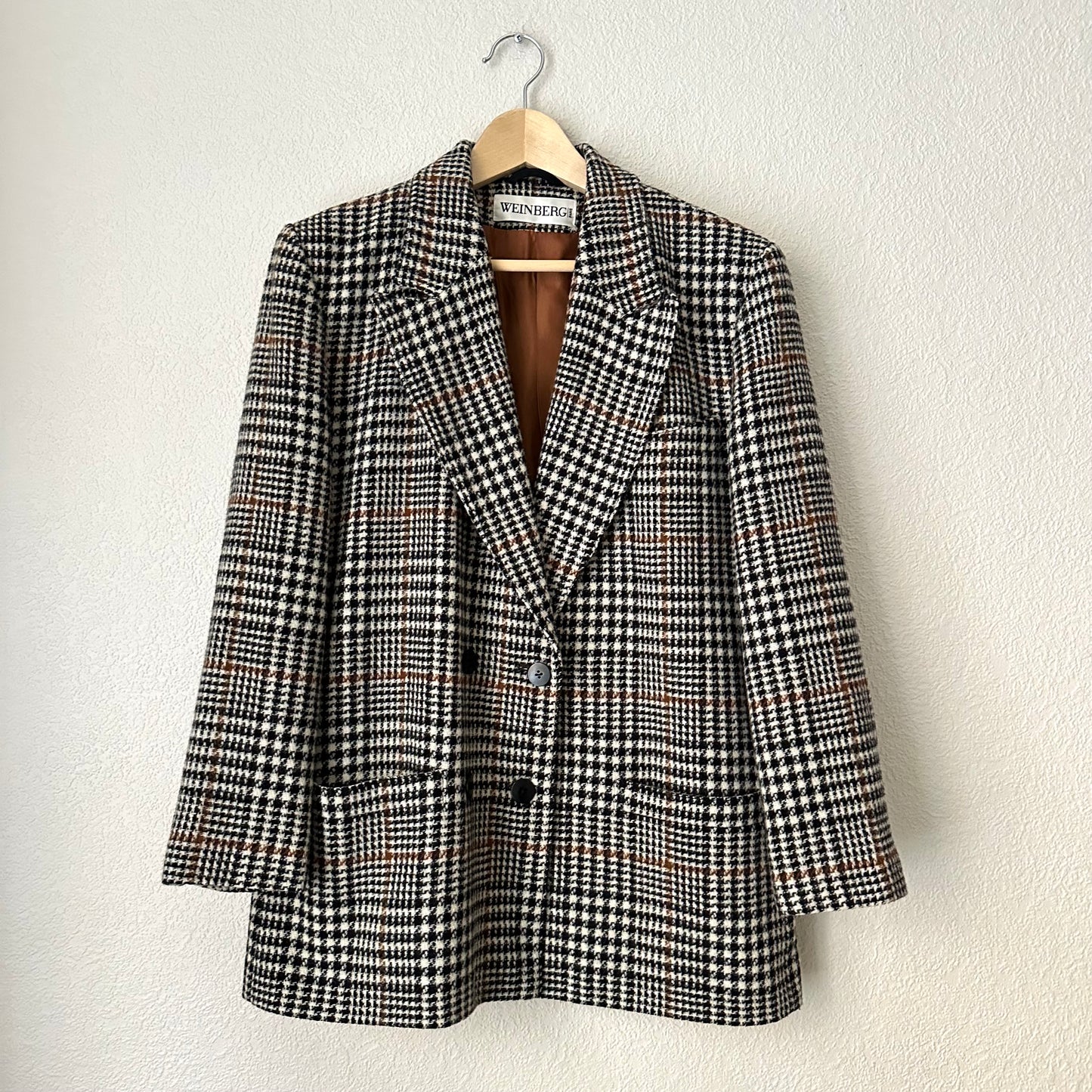 Vintage Houndstooth Plaid Blazer - size EU 40