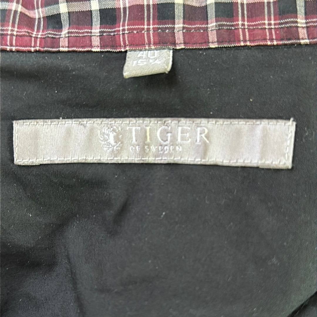 Upcycled Shirt 6 - Cotton, Black w Plaid