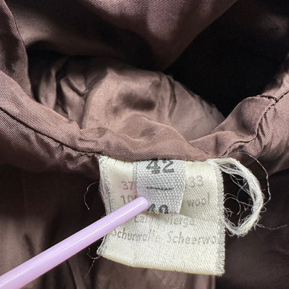 Vintage Brown Houndstooth Wool Coat - size M