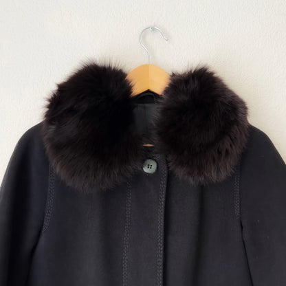 Vintage Real Fur Collar Coat - size S