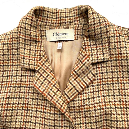 Vintage Houndstooth Plaid Wool Blazer - size 40