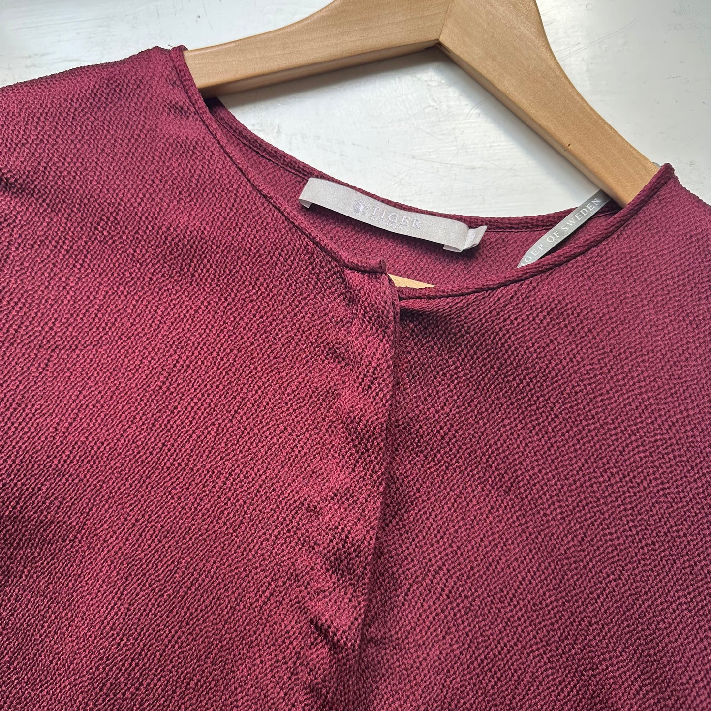 Burgundy Silk Polo Shirt - Tiger of Sweden - size S