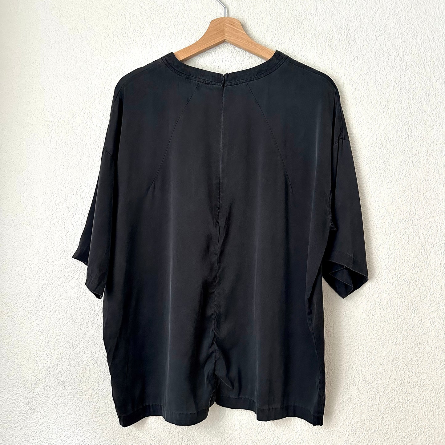Black Oversized Silk T-Shirt