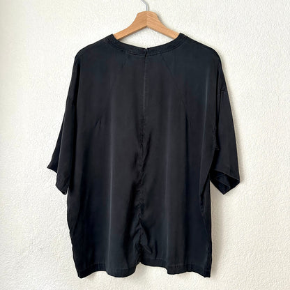 Black Oversized Silk T-Shirt