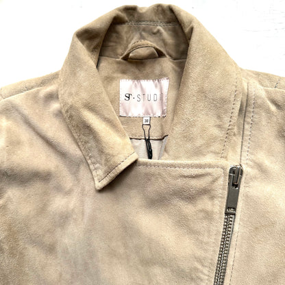 Taupe Suede Biker Jacket - size EU38
