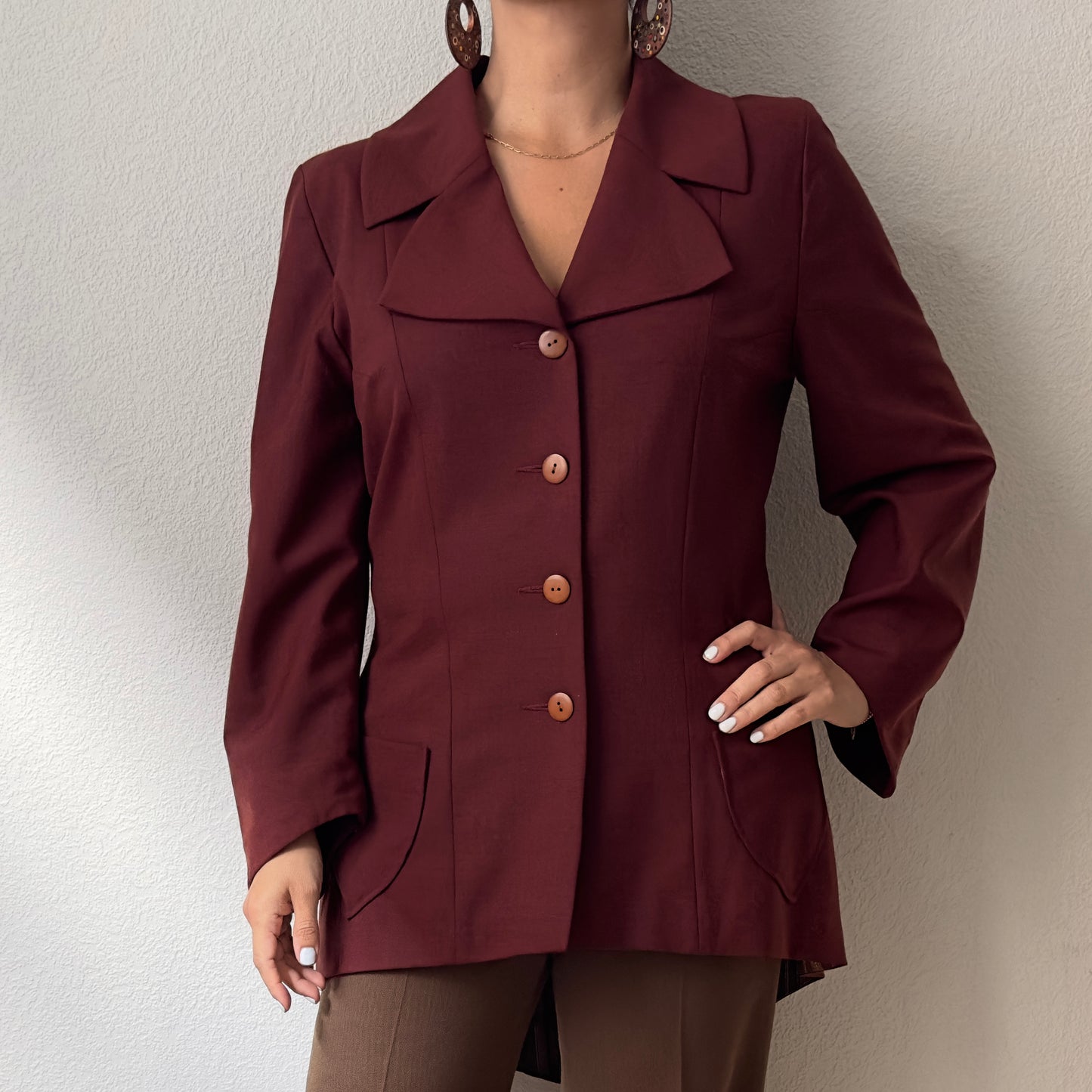 REPAIRED Vintage Dark Red Blazer - size M