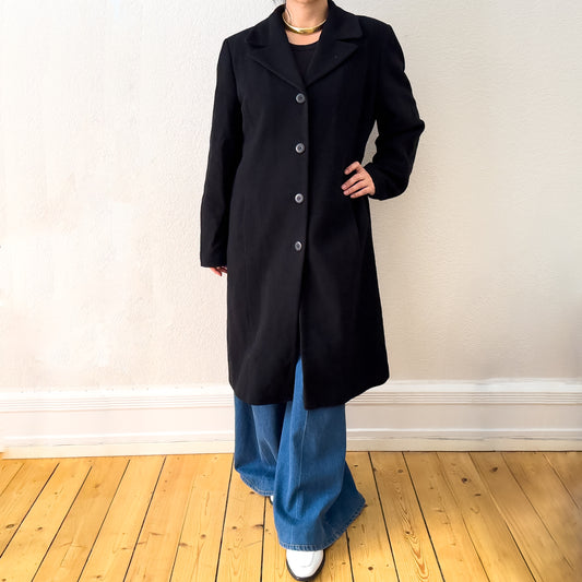 Vintage Black Wool Blend Coat - size 40