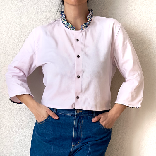 Ruffle Neck Shirt - Upcycled Shirt 64 - S-M