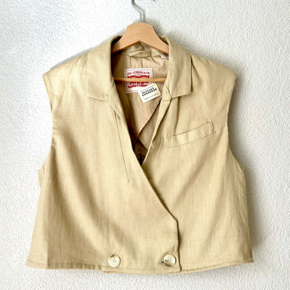 Upcycled Bow Vest Beige/Leopard Silk Bow - size S