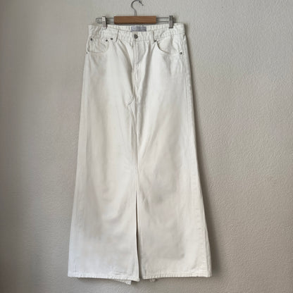 Upcycled Denim Maxi Skirt 21 - White - Size L
