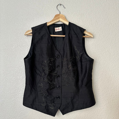Vintage Black Silk Vest - size 38