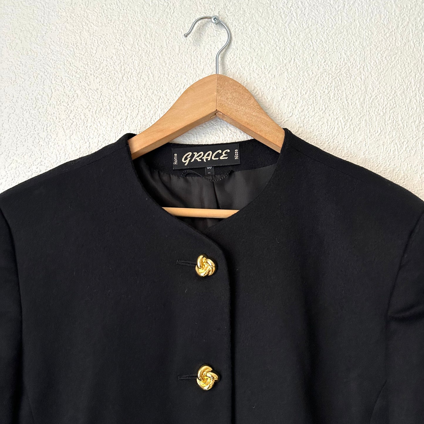 Vintage Black Wool Cashemre Blazer - size M