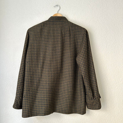 Vintage Brown Houndstooth Wool Jacket - size 40