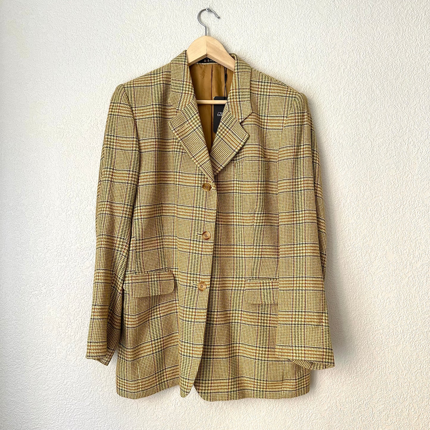 Vintage Plaid Blazer - Cotton and silk Blend, size M-L
