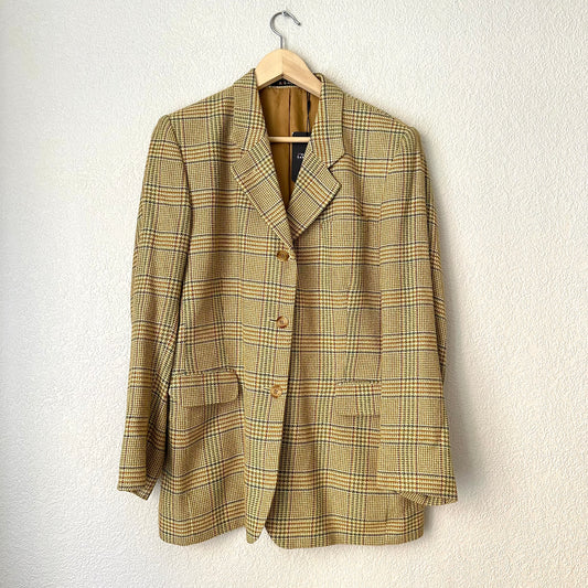Vintage Plaid Blazer - Cotton and silk Blend, size M-L