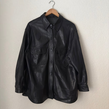 Vintage Black Leather OverShirt Jacket