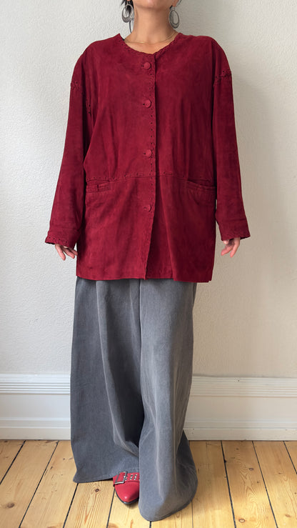 Dark Red Suede Jacket - size L