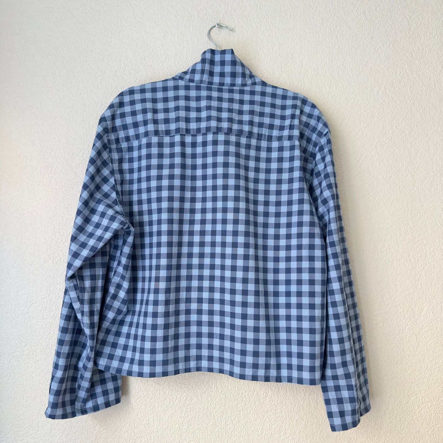 Mock Neck Plaid Shirt - Upcycled Shirt 53 - M-L, Cotton