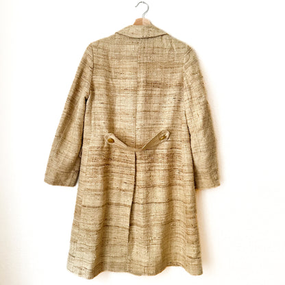 Vintage Cream Raw Silk Coat - size M