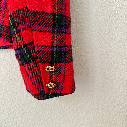 Vintage Red Tartan Wool Blazer