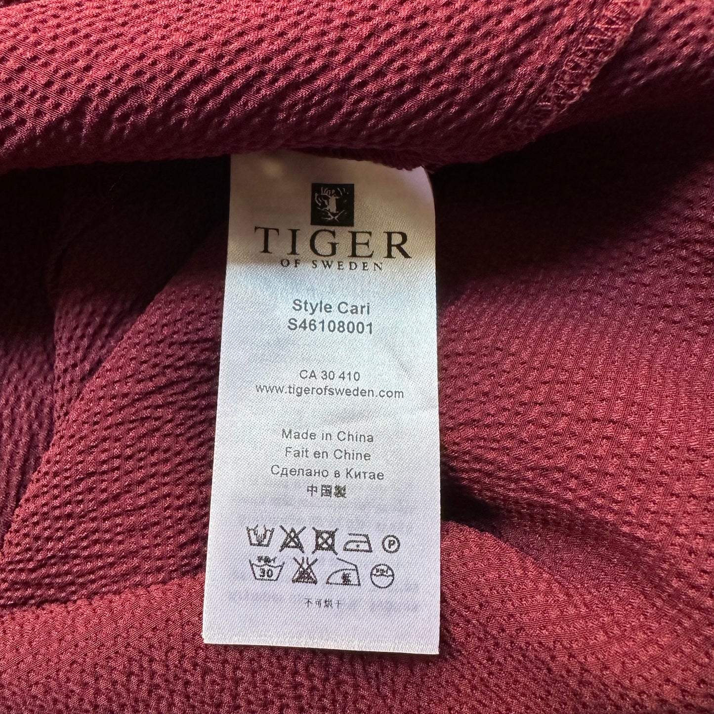 Burgundy Silk Polo Shirt - Tiger of Sweden - size S
