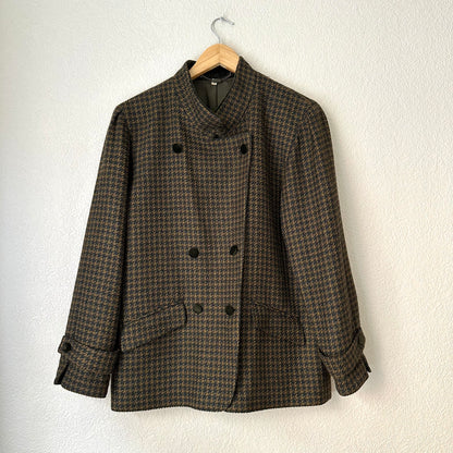 Vintage Brown Houndstooth Wool Jacket - size 40