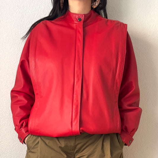 Vintage Red Leather Jacket - size M