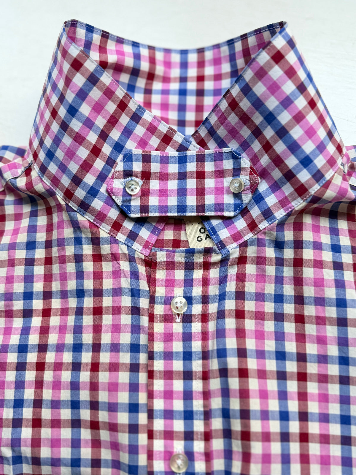 Stand collar + flap - Upcycled Shirt 70 - M,L, Cotton, checks