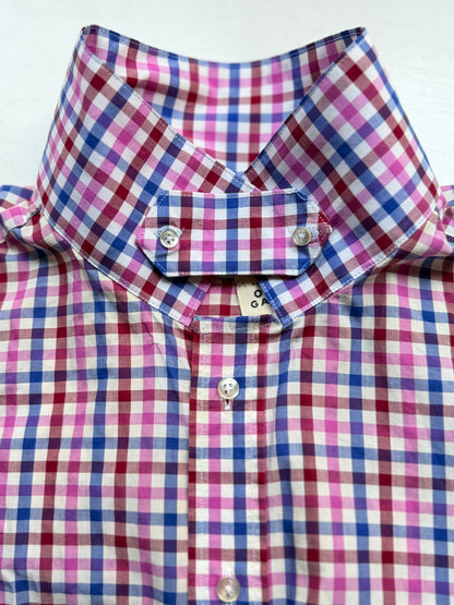 Stand collar + flap - Upcycled Shirt 70 - M,L, Cotton, checks