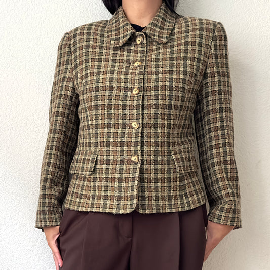 Vintage Brown Checks Jacket - size S-M