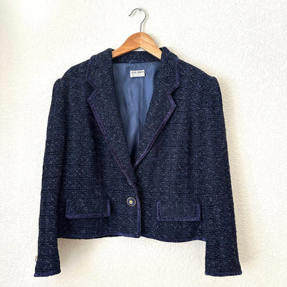 Vintage Cotton Blend Boucle Jacket - size M