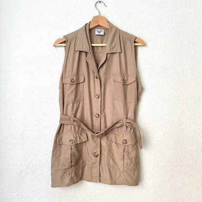 Vintage Long Raw Silk Vest - size M