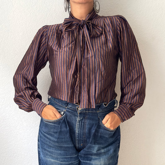 Vintage Tieneck Silk Blouse - size S