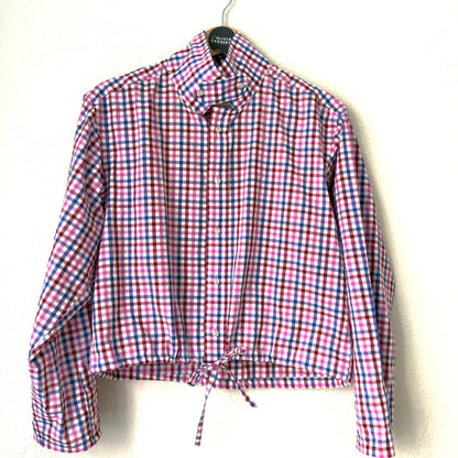 Stand collar + flap - Upcycled Shirt 70 - M,L, Cotton, checks