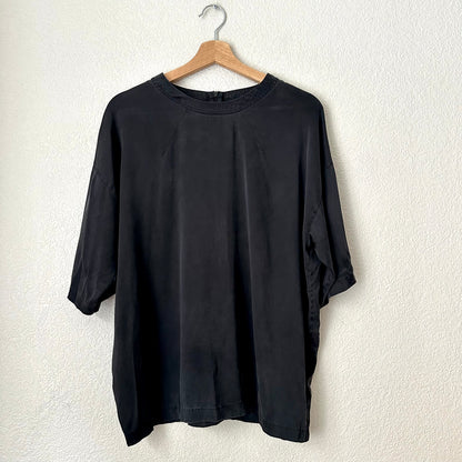 Black Oversized Silk T-Shirt
