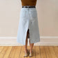 Upcycled Denim Midi Skirt 1 - Light Blue - size M