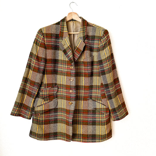 Vintage Silk Plaid Blazer - size L