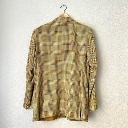 Vintage Plaid Blazer - Cotton and silk Blend, size M-L