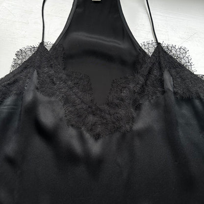 Black Silk Cami Tank Top - size M