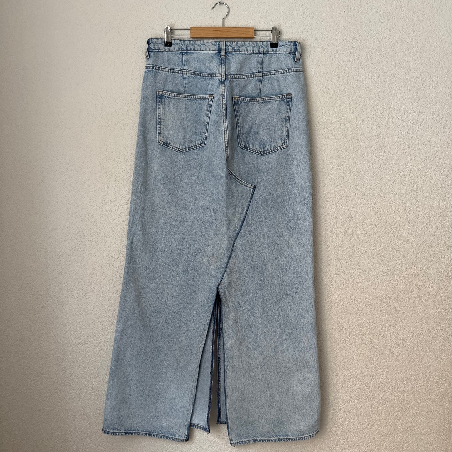 Upcycled Denim Maxi Skirt 16 - Denim Blue - Size L