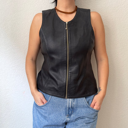 Vintage Zip Front Leather Vest