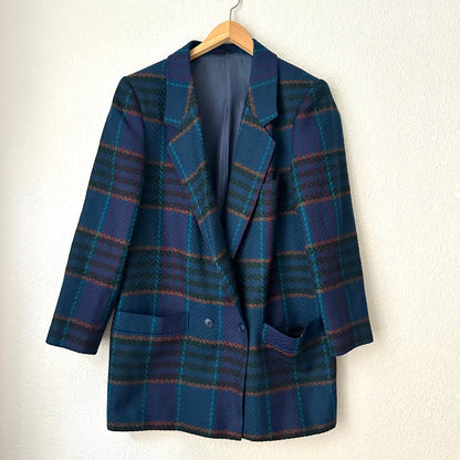 Vintage Plaid Blazer - pure wool - size EU42
