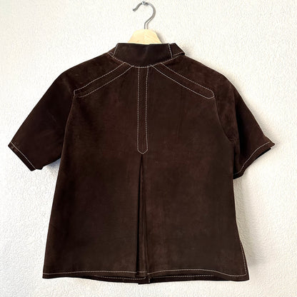 Vintage Brown Leather Overshirt - size 38