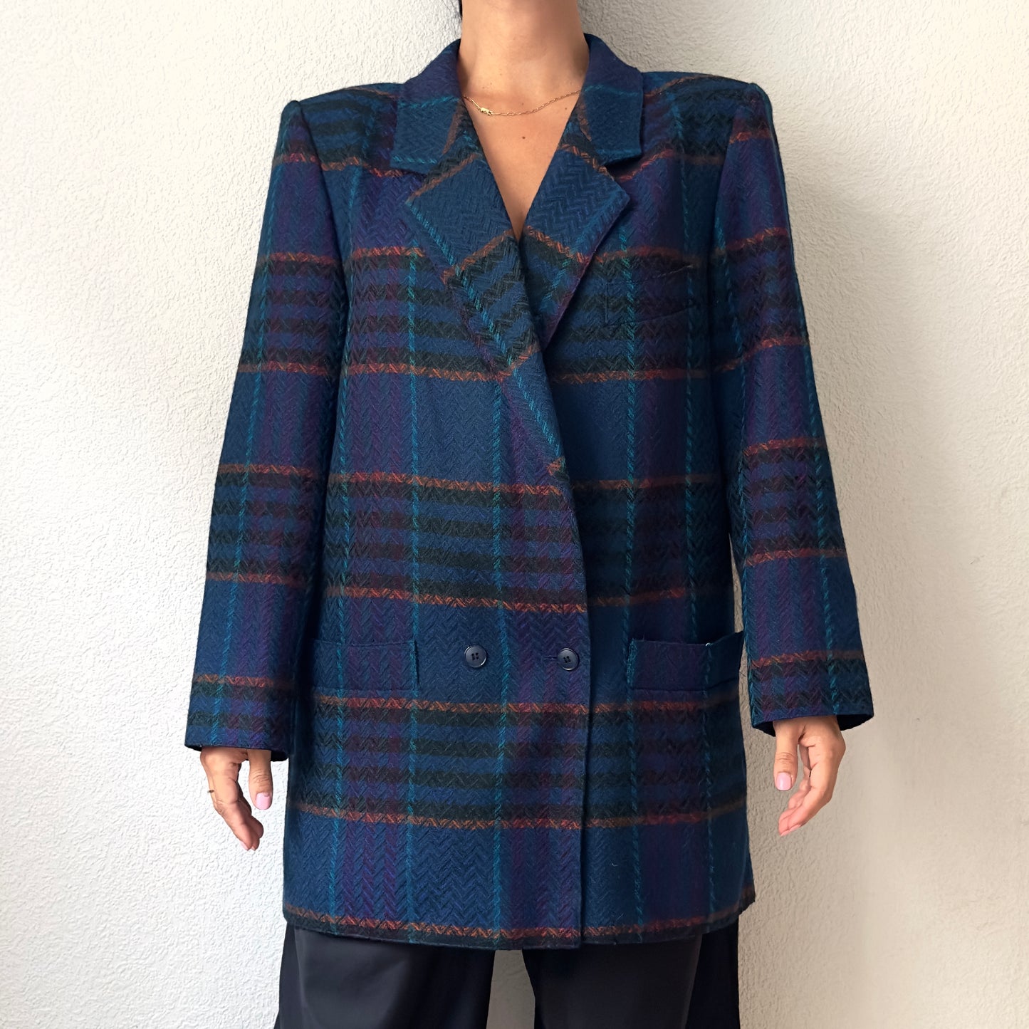Vintage Plaid Blazer - pure wool - size EU42