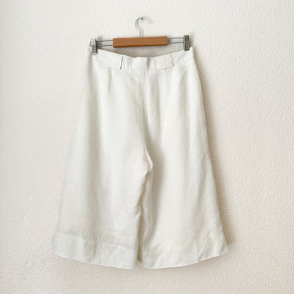 Vintage White Linen Blend Bermuda Shorts - Size S-M